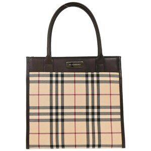 Burberry Beige Canvas Burberry Check Tote Handbag 177292